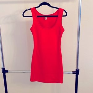 Neon pink open back dress